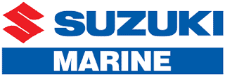 Logo of Suzuki Marine. The image features a red stylized "S" icon and the words "SUZUKI MARINE" in bold blue and white text, embodying excellence in boat repair services.