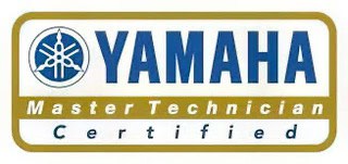 Yamaha Master Technician Certified logo incorporates the Yamaha emblem and text in blue and gold, symbolizing excellence in service. Perfect for any boat repair or service department seeking trusted craftsmanship.